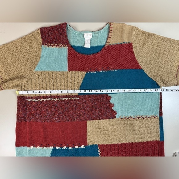 Vintage Lagenlook Patchwork Oversized Sweater Women’s 2X Knit Cottagecore Fall - Picture 6 of 10